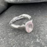 Marsha Drew, Rockpool Rustic Ring with Oval Faceted Rose Quartz