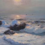 Julius Olsson, The coast in the moonlight