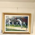 'English Cricket' Contemporary Figurative Sport Painting, Framed, 2022