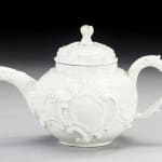 An extremely rare Longton Hall Leaf Shape Teapot and Cover, Circa 1755