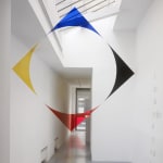 Felice Varini, CARRE BLEU NOIR ROUGE ET JAUNE AU DISQUE BLANC - PARIS, 2011