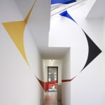 Felice Varini, CARRE BLEU NOIR ROUGE ET JAUNE AU DISQUE BLANC - PARIS, 2011