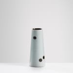 Chris Keenan, 97-99 Trio of tenmoku and celadon rocking bowls with red teardrop