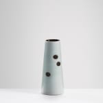 Chris Keenan, 97-99 Trio of tenmoku and celadon rocking bowls with red teardrop