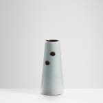 Chris Keenan, 97-99 Trio of tenmoku and celadon rocking bowls with red teardrop