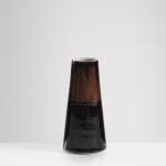 Chris Keenan, 97-99 Trio of tenmoku and celadon rocking bowls with red teardrop