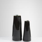 Chris Keenan, 97-99 Trio of tenmoku and celadon rocking bowls with red teardrop
