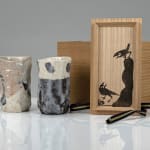 Suzuki Goro, Pair of tall Shino Cups, 1977