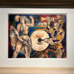 Marcel GROMAIRE, Nu allongé sur fond rouge et bleu, 1966