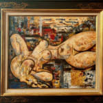 Marcel GROMAIRE, Nu allongé sur fond rouge et bleu, 1966