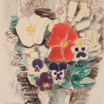 Marcel GROMAIRE, Nu allongé sur fond rouge et bleu, 1966