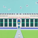 Christmas Secret Bid Auction 2025, LOT 12: Mychael Barratt - Wes Anderson’s Dog - Hoover Building with Tesco Bags, 2021