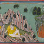 Krishna lures King Kalayavana to the Cave of Muchukunda where he is burnt to Ashes