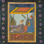 Visnu and Shri embracing Drawing from a set of preparatory drawings for the 'Second Guler' or 'Tehri-Garhwal' Gitagovinda