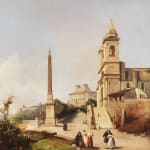 Jean Charles Joseph RÉMOND, View of the Church of Trinità dei Monti in Rome with the Villa Medici