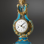 Dubuisson, A Louis XVI lyre clock, enamel work by Etienne Gobin, known as Dubuisson and movement by Dieudonné Kinable, Paris,...