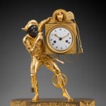 Pierre-Philippe Thomire (attributed to), A rare late Empire 'Harlequin' mantel clock depicting, the case attributed to Pierre-Philippe Thomire, Paris, date...