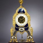 Joseph Coteau, A Louis XVI lyre clock by Jacques-Thomas Bréant, enamel work by Joseph Coteau, Paris date 1775-80