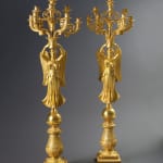 Thomire et Cie (attributed to), A pair of late Empire nine-light candelabra à la Victoire attributed to Thomire et Cie,...