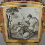 Paris porcelain, A pair of late Empire Paris Porcelain two-handled vases , PAris, date circa 1825