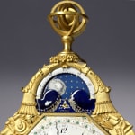 Joseph Coteau, A Louis XVI lyre clock by Jacques-Thomas Bréant, enamel work by Joseph Coteau, Paris date 1775-80