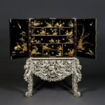 A LATE STUART BLACK AND GILT-JAPANNED CABINET-ON-STAND, ENGLISH, CIRCA 1690