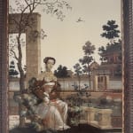 A CHINESE EXPORT GOUACHE ON PAPER PAINTING OF A SEATED LADY, QING DYNASTY, QIANLONG PERIOD (1736 - 95)