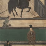 A PAIR OF SIX-FOLD BYŌBU (SCREENS) DEPICTING THE HORSE STABLE, JAPAN, MOMOYAMA (1573 - 1615) - EDO PERIOD (1603 -...
