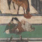 A PAIR OF SIX-FOLD BYŌBU (SCREENS) DEPICTING THE HORSE STABLE, JAPAN, MOMOYAMA (1573 - 1615) - EDO PERIOD (1603 -...