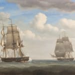Nicholas Pocock, Captain Jeremiah Coghlan's ship the 'Renard' engaging the French privateer the 'General Ernouf' off Haiti, 1805; The destruction...