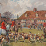 Peter Biegel, The Ashford Valley Hunt meeting outside the Chequers Inn, High Halden, Kent