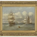 George Alexander Napier, A first rate ship-of-the-line outward bound from the Clyde and passing Ailsa Craig, with a three-master merchantman...