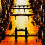 John Duffin RWS RE, Thames Bridges Dusk 2