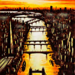 John Duffin RWS RE, Thames Bridges Dusk 2
