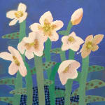 Gertie Young RWS, Hellebores on Blue
