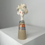 Jane Muir, Little Lady - Stoneware with Blue & Red Rings