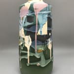 Dawn Hajittofi, Medium Bottle in Greens, Black and Pink