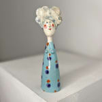 Jane Muir, Little Lady - Pale Blue with Navy & Orange Dots