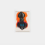 Judith Bernstein, Dick in a Head #22 (Blue Eyes, Orange Ground), 2010
