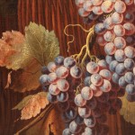 Detail of an oil on canvas painting of grapevines.