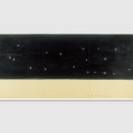 Abstract painting with the inscription “LONTANO” (“FAR AWAY”).