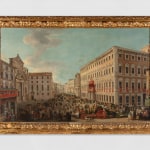 Oil painting of a carnival in Piazza S.Marcello, Rome.