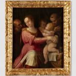 Painting depicting the Holy Family with St. John and St. Francis