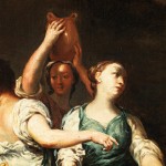 Detail of a painting depicting three women