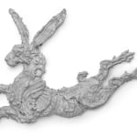 Detail of a bas-relief composed of three pieces depicting a hare.
