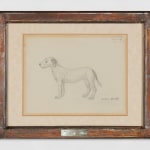 A pencil drawing on paper of a dog. The work on paper is a study for the painting "Ritorno dal lavoro".