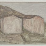 Detail of a painting representing the Landscape of Grizzana
