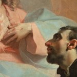 Detail of painting representing the face of St. Camillus