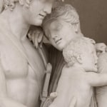 Detail of a marble sculpture depicting a scene from the Iliad, a major ancient Greek epic poem attributed to Homer, where the character Hector is saying farewell to his wife Andromache and son Astynax so that he could fight in the Trojan War.