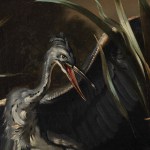 Detail of a painting of a Dog Scaring a Grey Heron